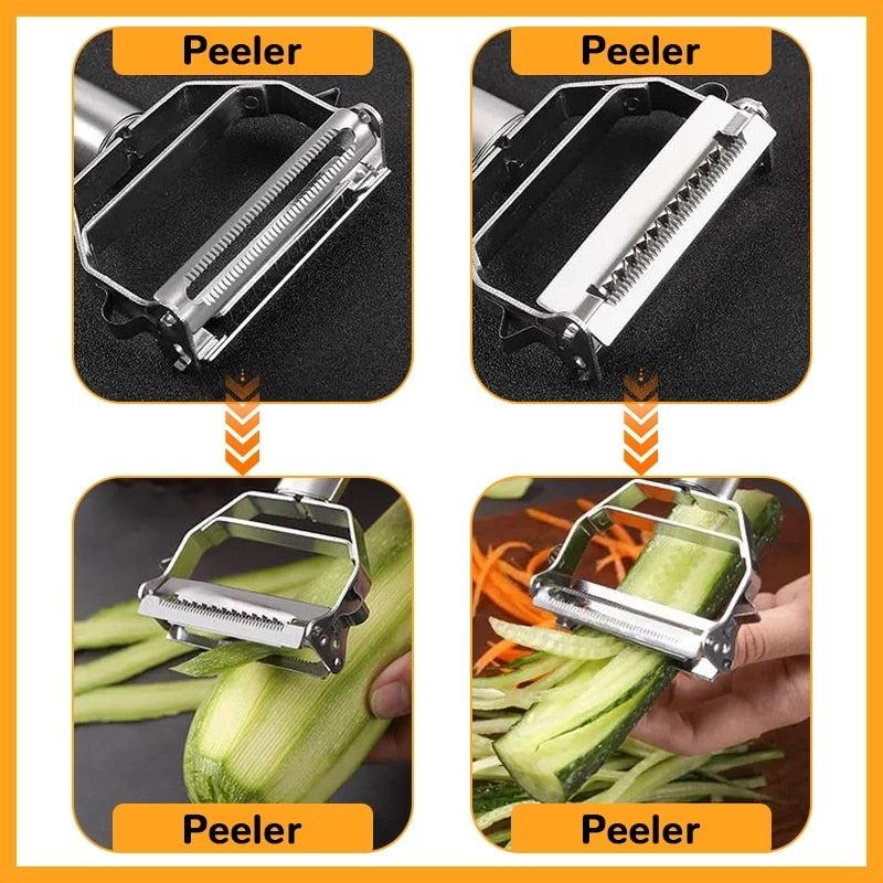 Kitchen Vegetable Peeler | Stainless Steel Melon Planer | Double-Head Peeler | Multiple-Function Fruit & Vegetable Peeler