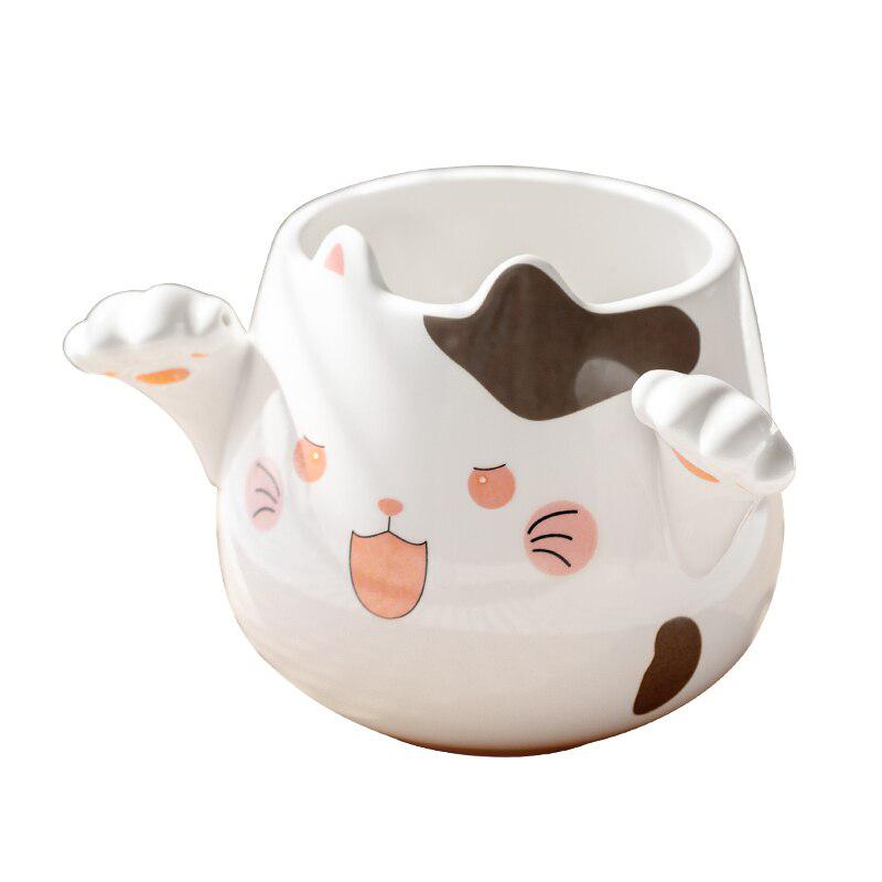 Cartoon Cute Cat Mugs with Spoons | Playful Ceramic Mug for Coffee, Tea