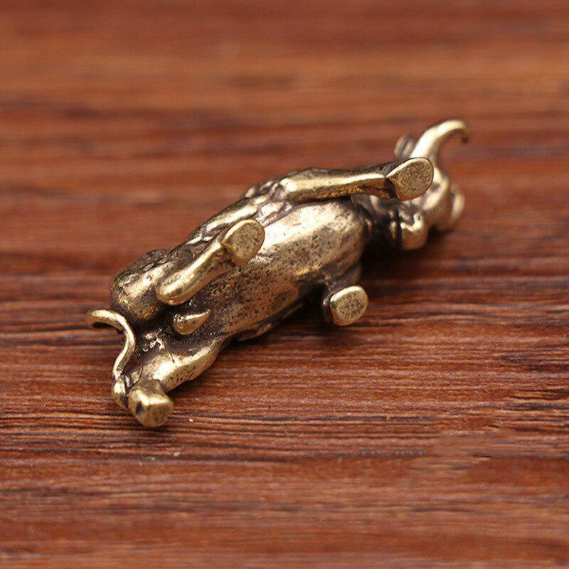 Lucky Bullfighting Statue | Brass Animal Miniature Figurine for Wealth & Office Desk Decor