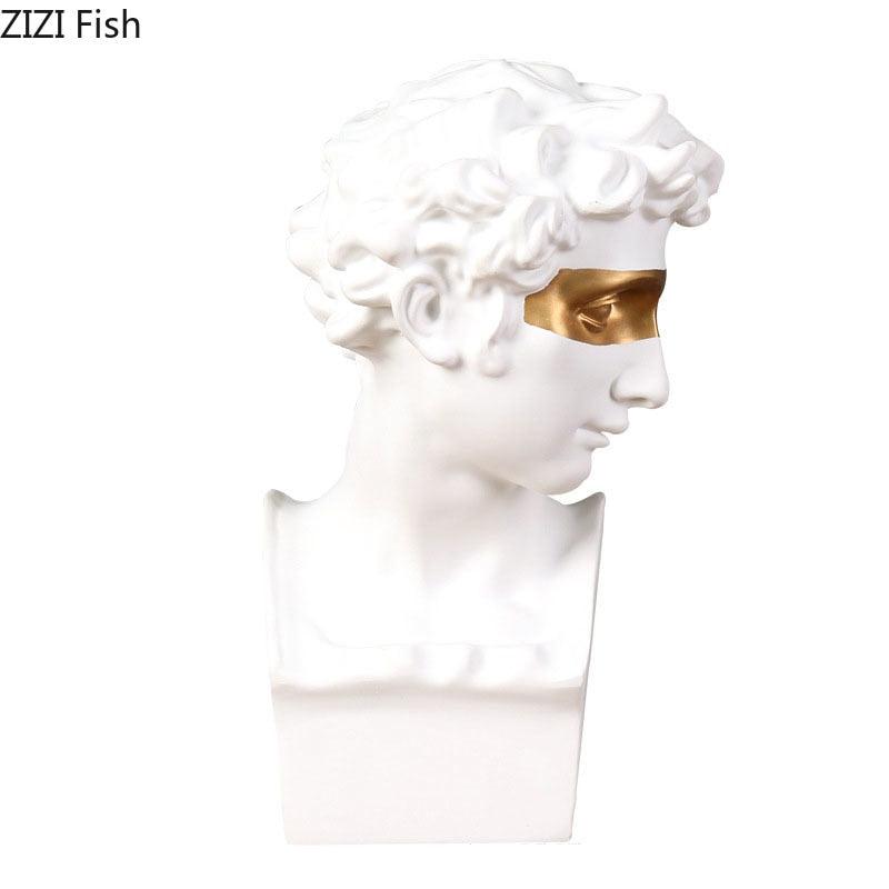 Exquisite Gold-Plated Mask David Statue | Resin Sculpture for Home or Office Decoration