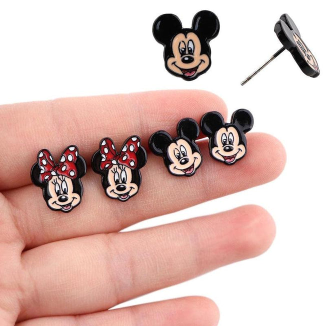 Disney Mickey & Minnie Mouse Enamel Stud Earrings: Iconic Design with Vibrant Colors | Versatile and Stylish Accessories for Disney Fans