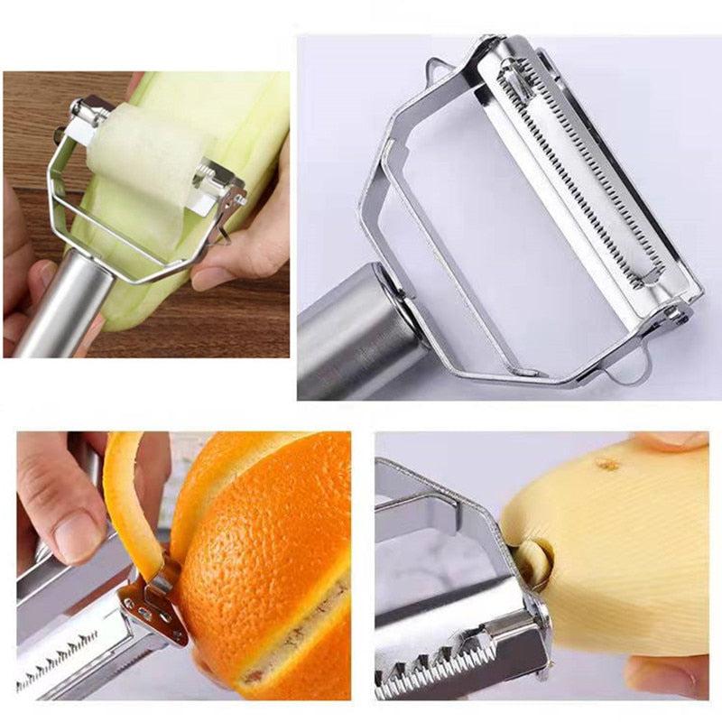 Kitchen Vegetable Peeler | Stainless Steel Melon Planer | Double-Head Peeler | Multiple-Function Fruit & Vegetable Peeler