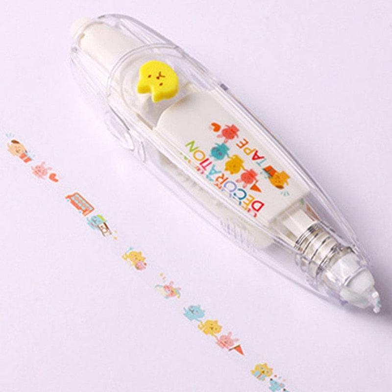 Colorful Cartoon Floral Sticker Tape Pen for Kids - Fun Stationery Decoration for Notebooks, Diaries & Crafts