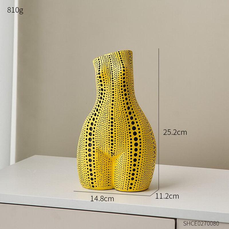 Modern Ceramic Vases | Female Figurines Decor | Flower Pot | Nordic Aesthetic | Luxury Polka Dot Body | Art Ornaments