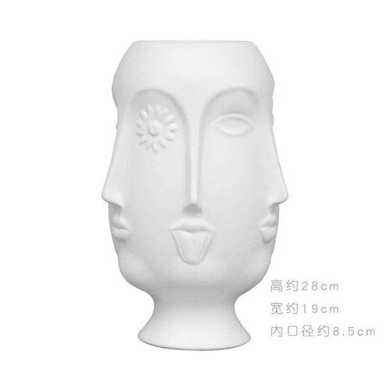 Creative Face Ceramic Vase for Flowers | Decorative Indoors & Outdoors | Ethnic Aesthetics | Living Room, Bedroom, Garden