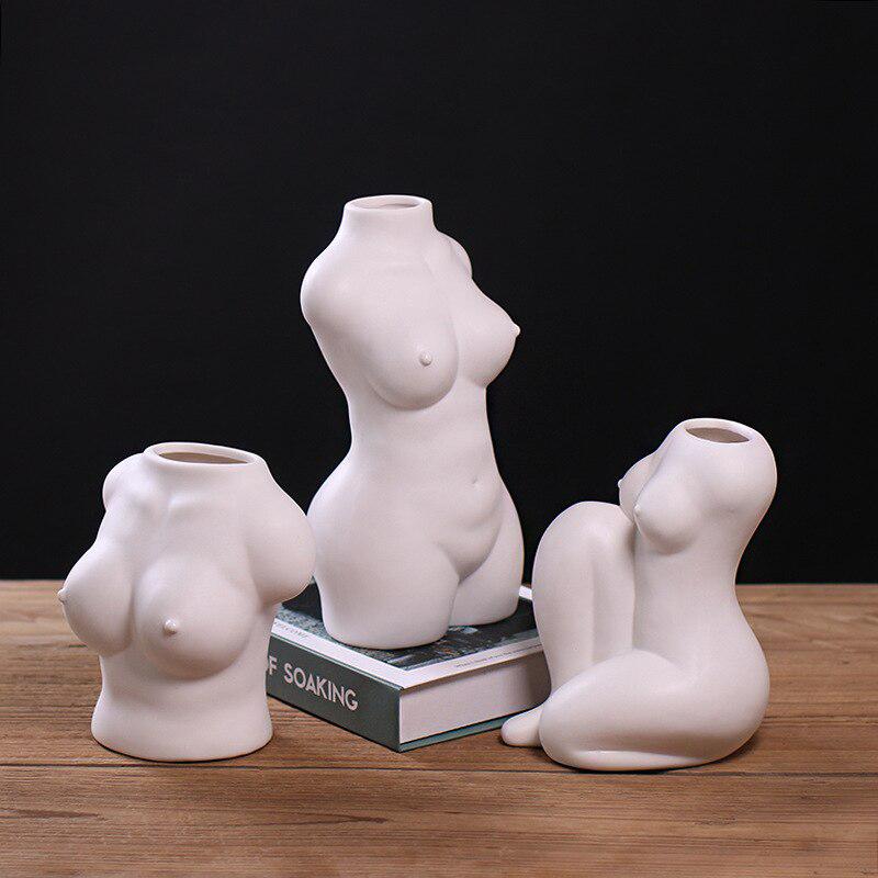 Elegant Abstract Female Figure Ceramic Vases | Modern Art for Home Decoration